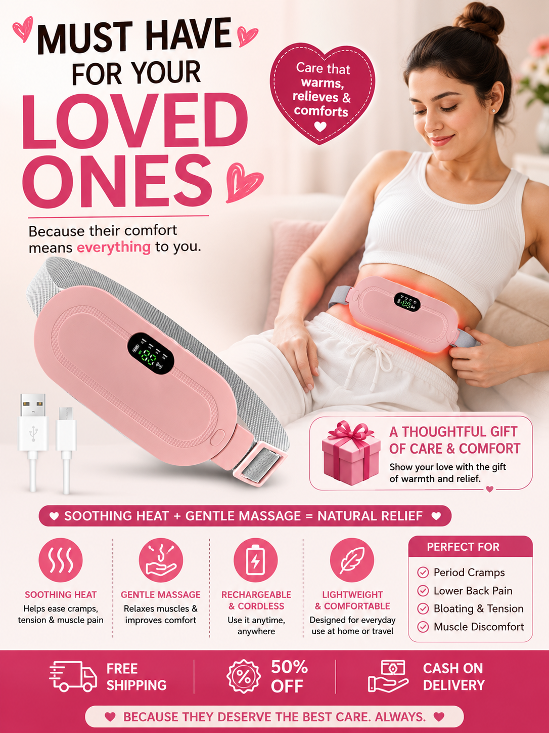 Period Cramp Relief Massager with Heating Pad for Back Pain(free delivery)