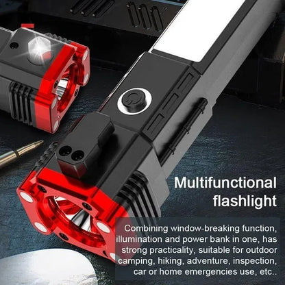 8 in 1 Emergency power bank with torch, seatbelt cutter & safety hammer