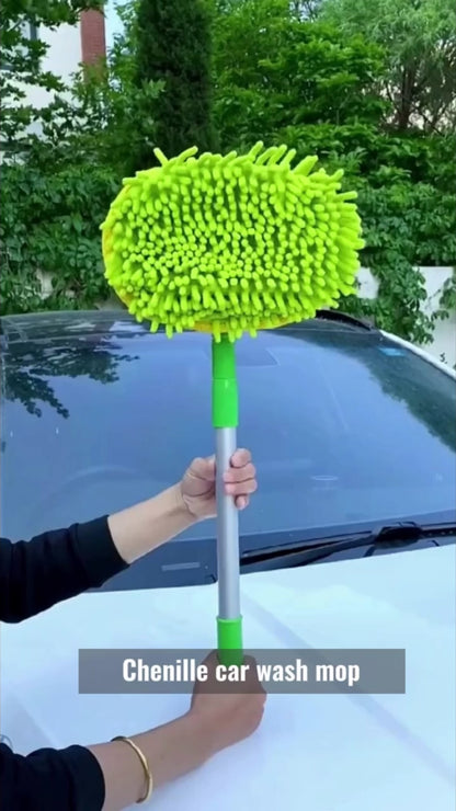 Microfiber Chenille Car Wash Brush Mop Kit Mitt with Long Handle Car Cleaning Supplies Kit Duster Powder Coating